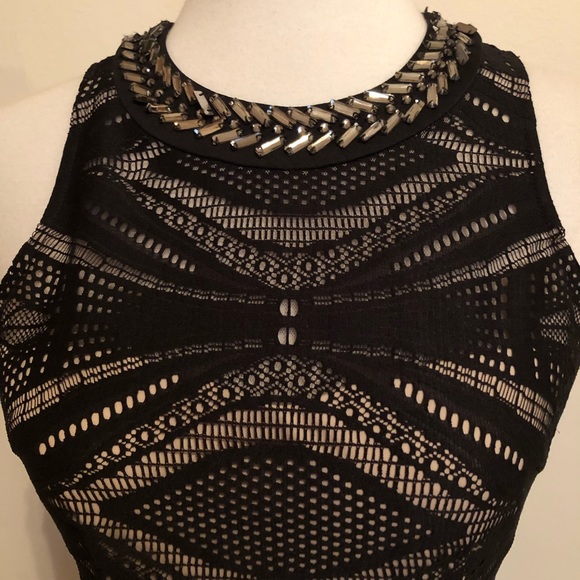 Maggy London Black Jewel Neckline Cocktail Dress - Picture 2 of 12